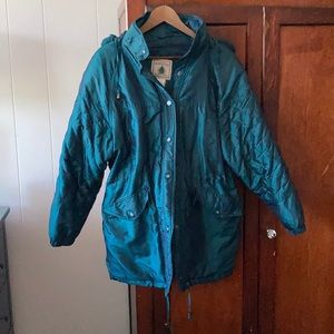 Vintage Iridescent Puffer Jacket in Turquoise